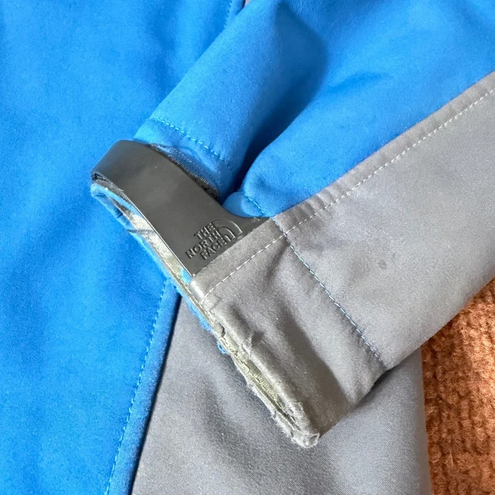 The North Face Mens Apex Bionic Softshell‎ Jacket Blue Grey Large Repair Needed